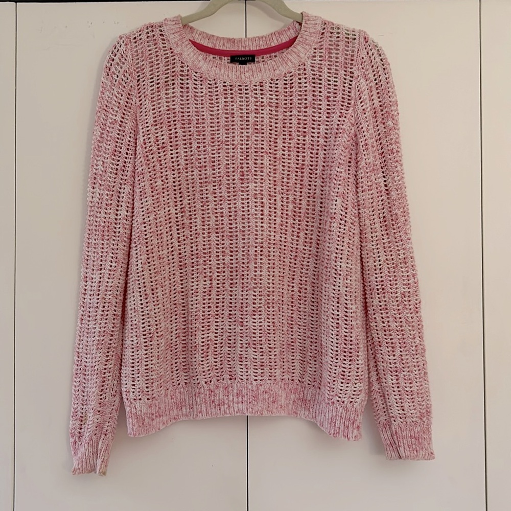 Cute Pink crochet Talbots sweater. Small.